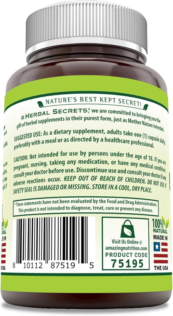 Herbal Secrets Boswellia Serrata Extract Supplement | 65% Boswellic Acids | 600 Mg Per Serving | 60 Capsules | Non-GMO | Gluten-Free | Made in USA