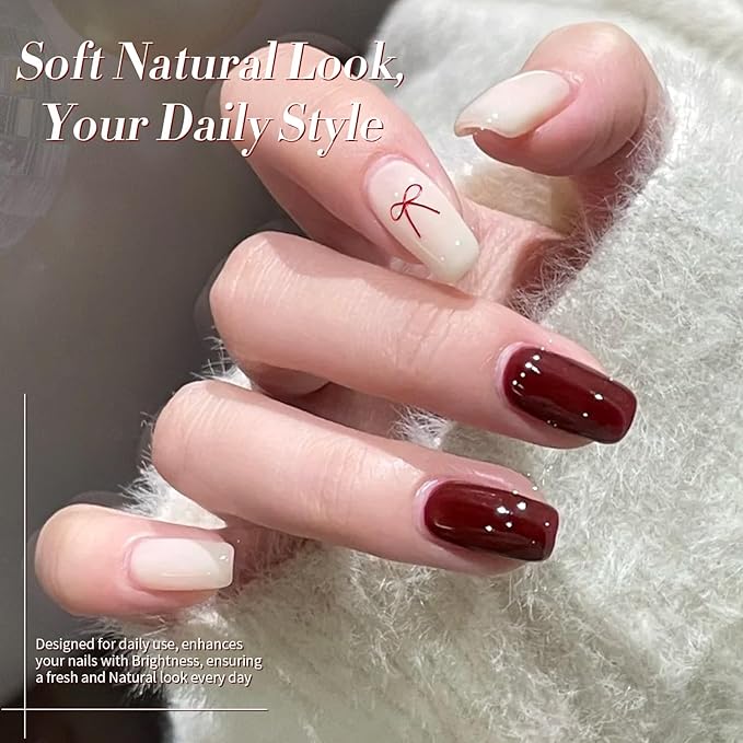Born Pretty Christmas Red Gel Nail Polish Set,6 Colors Christmas Burgundy Blood Red Glitter Snowflake White Gold Silver Sparkle Nail Gel Kit Soak Off U V Nail Gel Polish Nail Art Home Diy Manicure