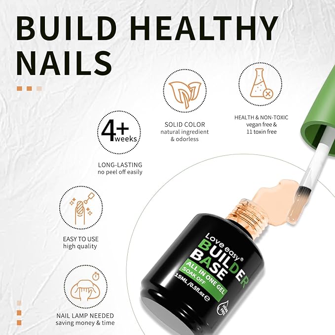 Salon-Grade Wooly Beige Builder Gel - Hypoallergenic Strong Base Coat | Long-Lasting Adhesion (30+ Days) for Professional Nails Gift for Women