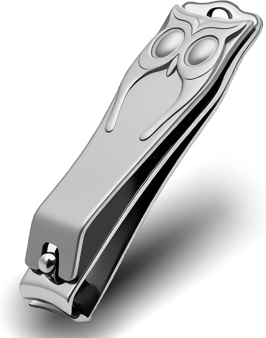 Stainless Steel Owl Toenail Clippers - Extra-Large Non-Slip Handle for Precise Trimming - Suitable for Men, Women and The Elderly - Professional-Grade Household Nail Clippers - Silver