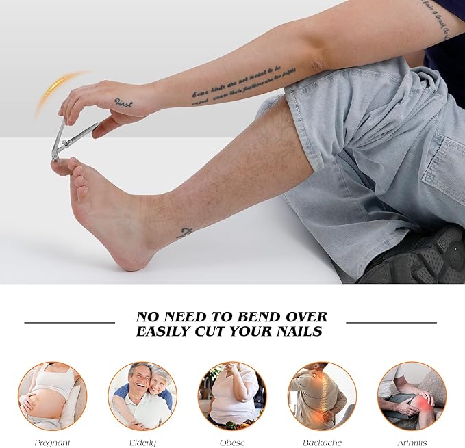 Toenail Clippers for Seniors, Upgraded Professional Long Handled Ingrown Thick Toe Nail Clippers with Wide Jaw for Men, Ultra-Sharp Slanted Nail Cutter Fingernail Clipper Nail Tools for Women