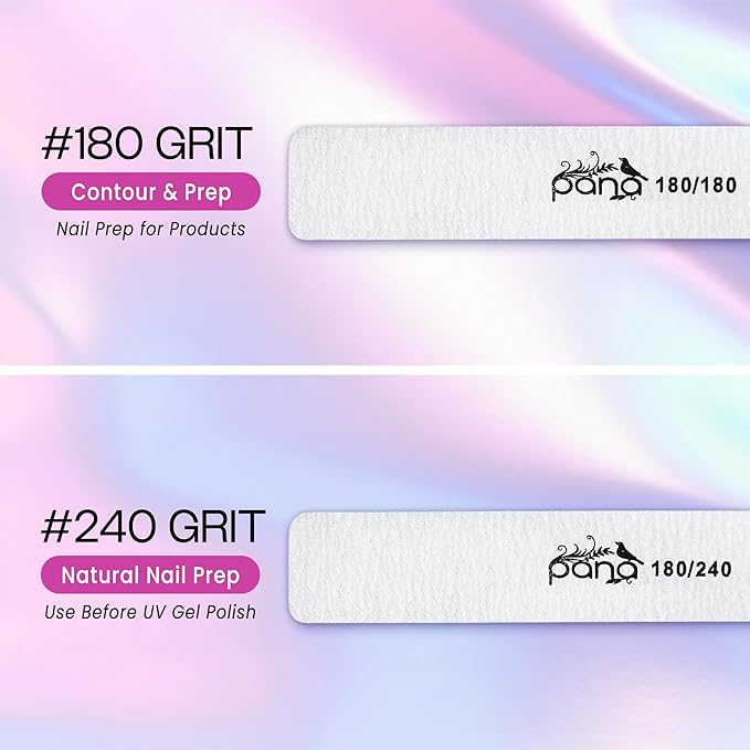 10pcs - PANA Jumbo Double-Sided Emery Nail File for Manicure, Pedicure, Natural, and Acrylic Nails - Zebra (Grit 80/80)