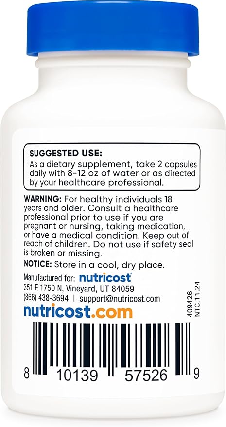 Nutricost Theacrine as Teacrine 100 MG per Serving, 60 Capsules - 30 Servings, Vegan, GMO-Free