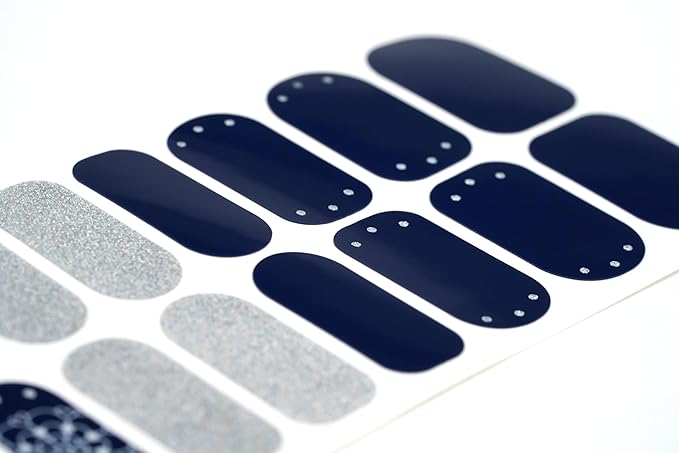 | 20 Exquisite Gel Nail Polish Strips w/Application Accessories - No UV/LED Lamp Required (Navy Elegance)