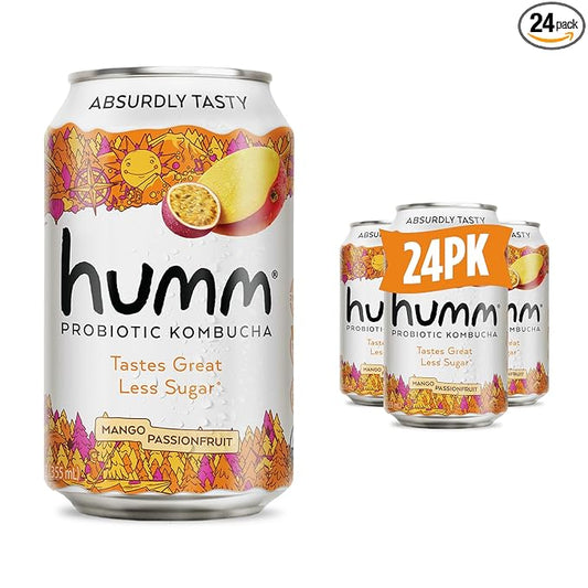 Humm Kombucha Mango Passionfruit, Organic, Vegan & GMO Free (24 Pack)