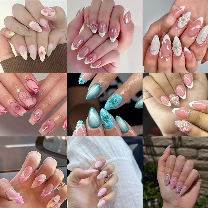 Flower Nail Sticker for Nail Art,Spring Nail Decals Embossed 5D Embossed Crystal Camellia Four-Petal Floral Nail Design Lovely Flowers for Nails Adhesive Gel Slider Charm Decor Manicure Accessories
