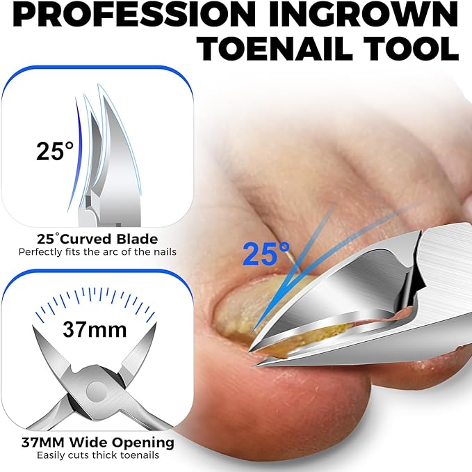 Toenail Clippers for Thick Toenails, Stocking Stuffers Gifts for Men Very Sharp Heavy Duty Toenail Clippers, Angled Head Toe & Slanted Nail Clipper