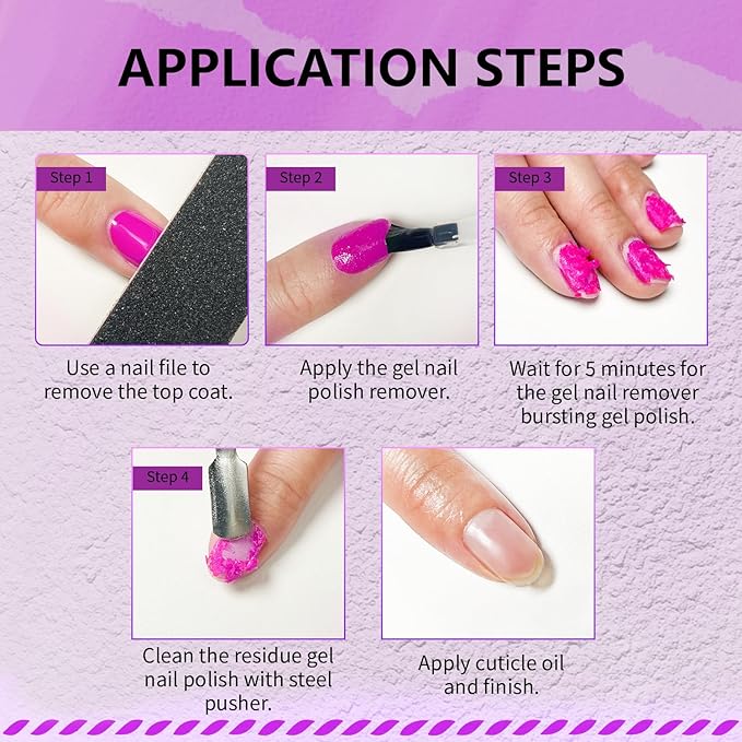 JEWHITENY Gel Polish Remover for Nails:1 Bottles of 10 ml Gel Nail Polish Remover Equipped with 4 Professional Manicure Tools Quick &Easy Remover for Nails Starter Friendly