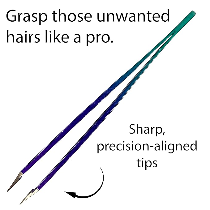 Zizzili Basics Tweezers - Limited Edition Mermaid Slant Tip - Best Tweezer for Eyebrow, Facial Hair Removal and your Precision Needs