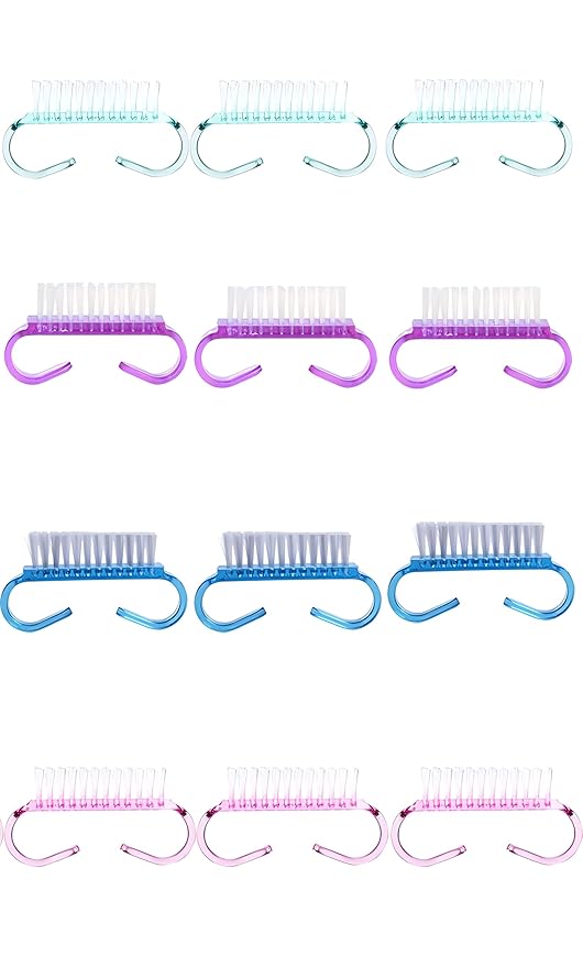 12-Pack Handle Grip Nail Brush(assorted color), Fingernail Scrub Cleaning Brushes for Toes and Nails Cleaner, Pedicure Brushes for Men and Women