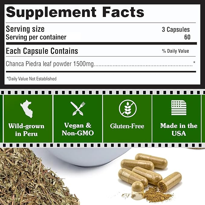 Chanca Piedra 360 Capsules Stone Breaker Kidney Cleanse Detox & Repair, Gallbladder Supplements - All-Natural Vegan Pills Chancapiedra Stonebreaker Kidney Stones Dissolver