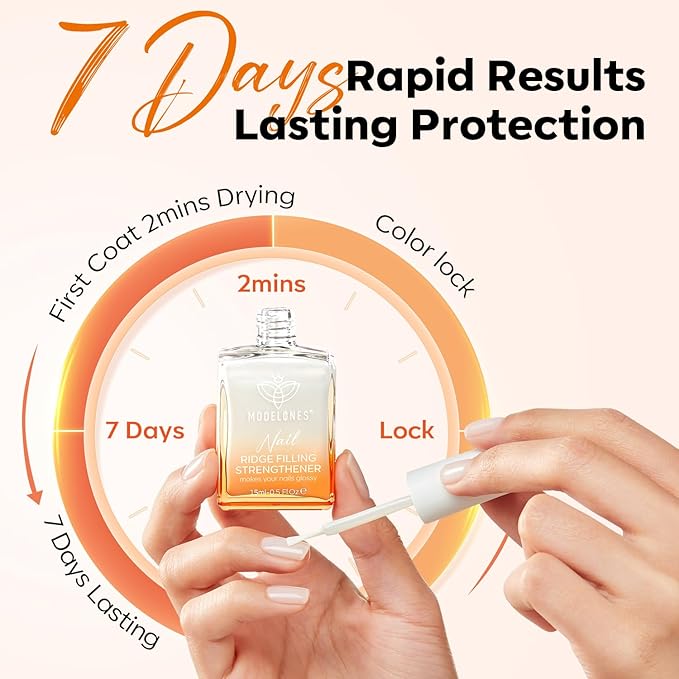 modelones Nail Strengthener Milky White Nail Polish Nails Repair for Damaged Nails Growth and Strentgthener Ridge Filler for Nail Strengthening Polish 15ml