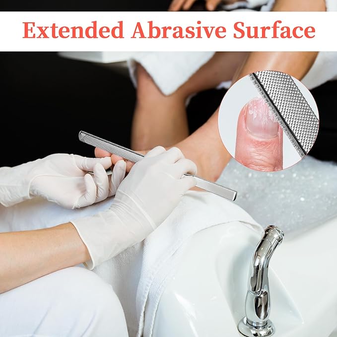 2 Pcs Stainless Steel Toe Nail Files for Thick Nails 2 Sizes Toenail Files 4 Sides Long Metal Fingernail Filing Heavy Duty Nail File for Men Women Professional Manicure Pedicure Tool