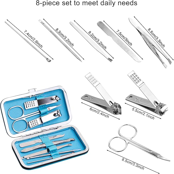 Manicure Set Bulk, Nail Clippers Kit Stainless Steel Fingernail Clippers Set, Sturdy Nail Tip Cutter Trimmers Professional Grooming Toenail Clippers Personal Pedicure Kits Gift (24 Pack 8 in 1)