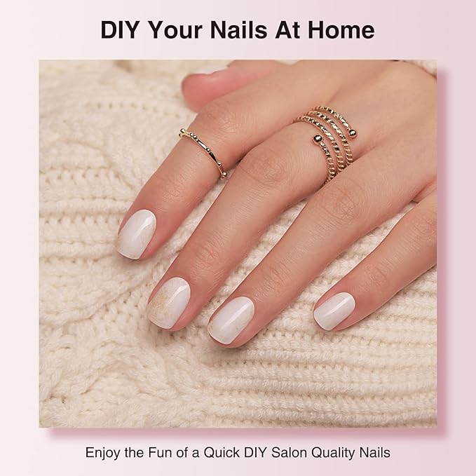 Semi Cured Gel Nail Strips - 30PCS Gel Nail Stickers for UV Light, Long-Lasting Gel Nail Wraps, Salon-Quality Semi Cured Nail Stickers, 2 Weeks Wear, Easy DIY Gel Manicure-Gilded Shards