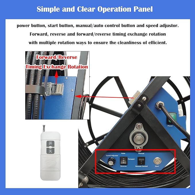 110V Air Duct Cleaning Machine Pipeline Cleaning Machine 0~1000r/min Brush Speed 3 Rotary Brush Flexible Shaft Dust Collector for Dia 80-800mm Industrial/Workshop/Air Conditioning Pipe