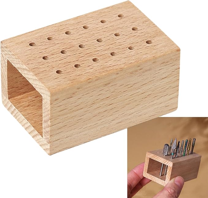 Wooden Nails Drill Grinding Bit Holder Professional Nails Polish Head Storage Display Stand Nails Drill Bits Organizers