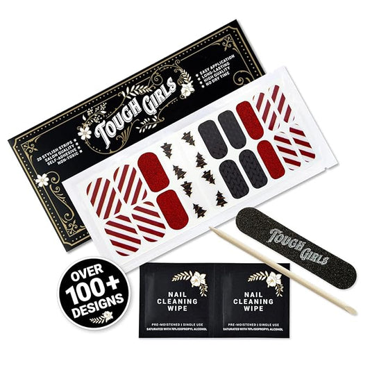 | 20 Exquisite Gel Nail Polish Strips w/Application Accessories - No UV/LED Lamp Required (Holiday | Classic Christmas)