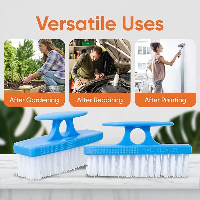 Superio Nail Brush Cleaner with Handle - Durable Brush Scrubber To Clean Toes, Fingernails, Hand Scrubber All Surface Cleaning, Blue Heavy Duty Scrub Brush Stiff Bristles, Easy To Hold