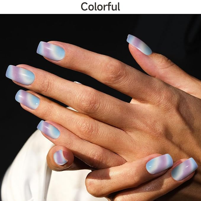 Semi Cured Gel Nail Strips, Colorful | 28 pcs Gel Nail Strips Work with Any UV Lamp, Salon Quality UV Nails Stickers, Easy to Apply for Home Nails DIY