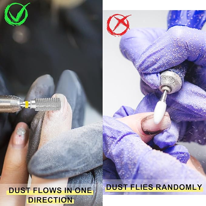 Tungsten Carbide Acrylic Nail Drill Bit Flat Top Cylinder Efile Electric File Machine Head Tip for Manicure Polishing Art Remove Gel Polygel 3/32" 2 Way Professional Tech (Extra Fine Grit)