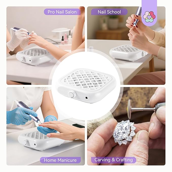 SAVILAND Advanced Nail Dust Collector: 5X Stronger Dust Collector Nail Tech & Portable Powerful Suction Nail Vacuum Dust Collector for Nails 6000 RPM Nail Tech Must Have Speed Nail Dust Fan for Home