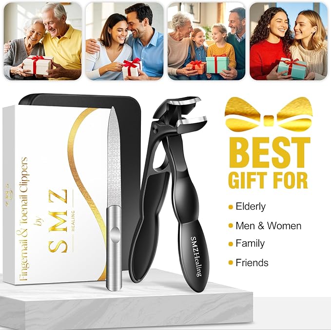 Stocking Stuffers for Men 2025 Toenail Clippers for Men Thick Toenails, Angled Head Toe Nail Clippers for Women, Sharp Heavy Duty Fingernail Clipper
