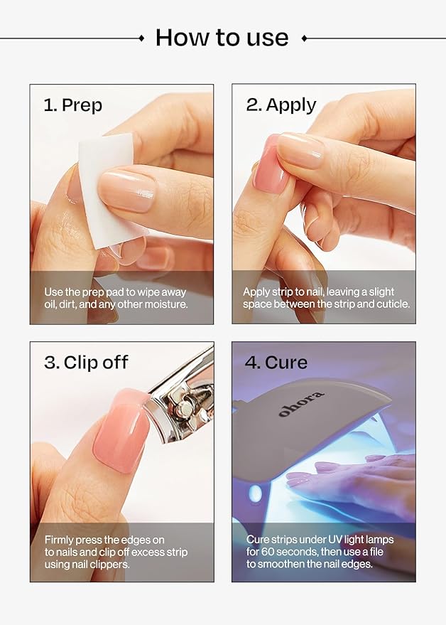 ohora Semi Cured Gel Nail Strips (N Unicorn Dream) - Works with Any Lamps, Salon-Quality, Long Lasting, Easy to Apply & Remove - Includes 2 Prep Pads, Nail File & Wooden Stick