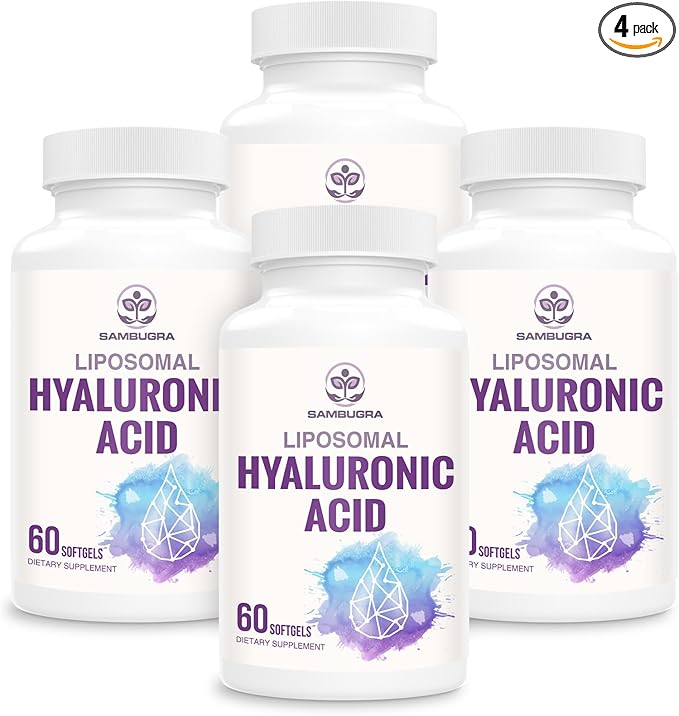 Liposomal Hyaluronic Acid 1000mg, High BioavailabilityHyaluronic Acid Capsules, Dietary Supplement Support Skin and Bones, 240 Capsules (Pack of 4)