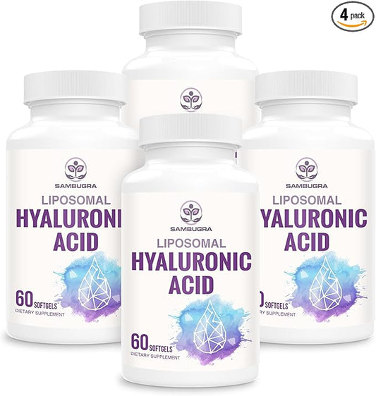 Liposomal Hyaluronic Acid 1000mg, High BioavailabilityHyaluronic Acid Capsules, Dietary Supplement Support Skin and Bones, 240 Capsules (Pack of 4)