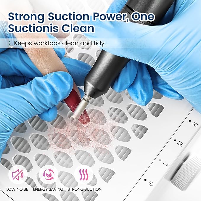 JODSONE 120W Nail Dust Collector Powerful Vacuum Fan Dust Collector Nail with Reusable Filter Manicure Pedicure Tool for Acrylic Nail Polishing Salon and Home Use