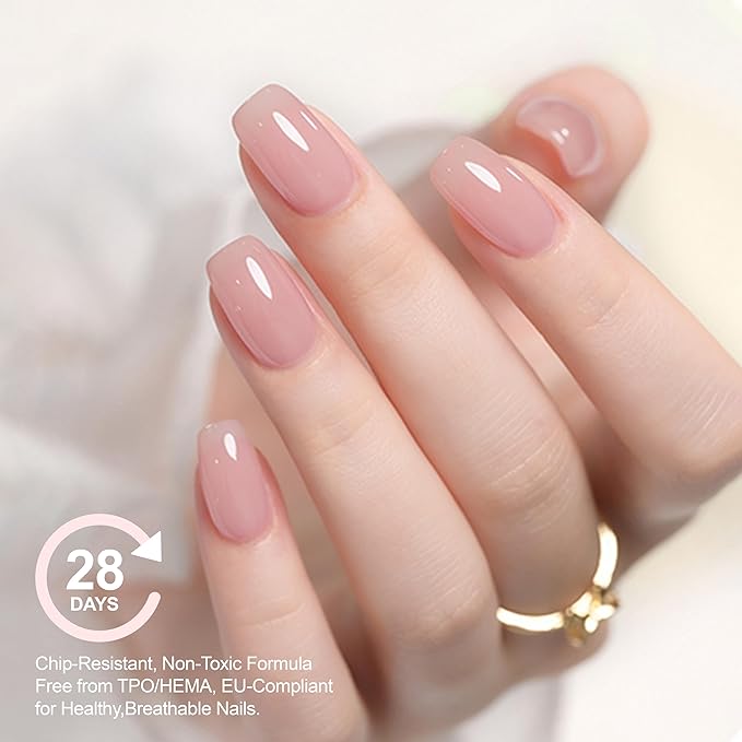 Hema Free Builder Gel, Fall Nude Pink Gel Polish Strengthener Thin Damaged Nails for Women Home Salon, LED UV Curing Needed 10ML
