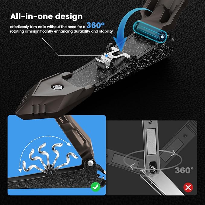 Nail Clippers for Men with Catcher – No Splash, Self-Collecting Premium Steel Clippers for Fingernails & Toenails, Ideal Gifts for Men& Grooming Gifts, Great Gadget & Stocking Stuffer Gift