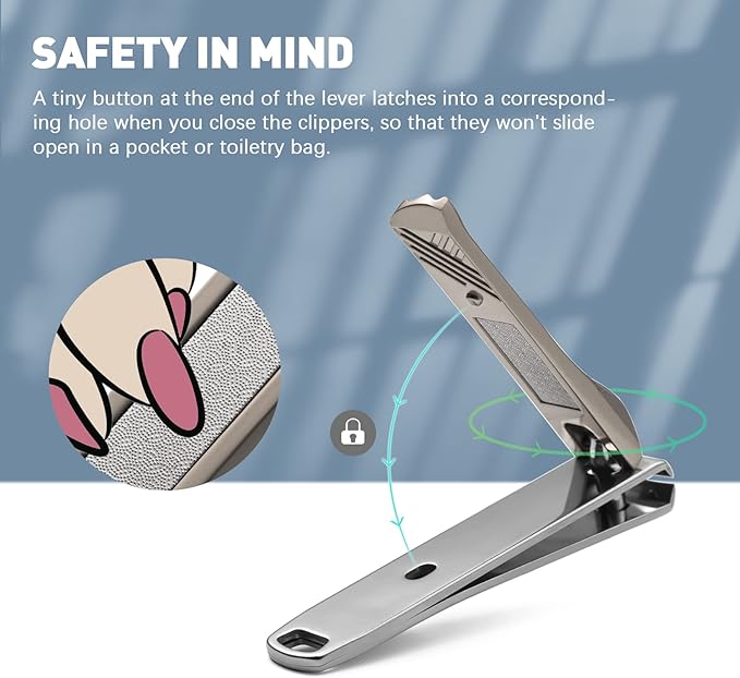 BEZOX Nail Clipper, 3PCS Set Fingernail Clippers – 2 Curved Blades and 1 Slant Cutting Edge Toenail Cutter Nail Trimmer