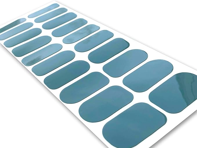 | 20 Exquisite Gel Nail Polish Strips w/Application Accessories - No UV/LED Lamp Required (Blue-Gray)