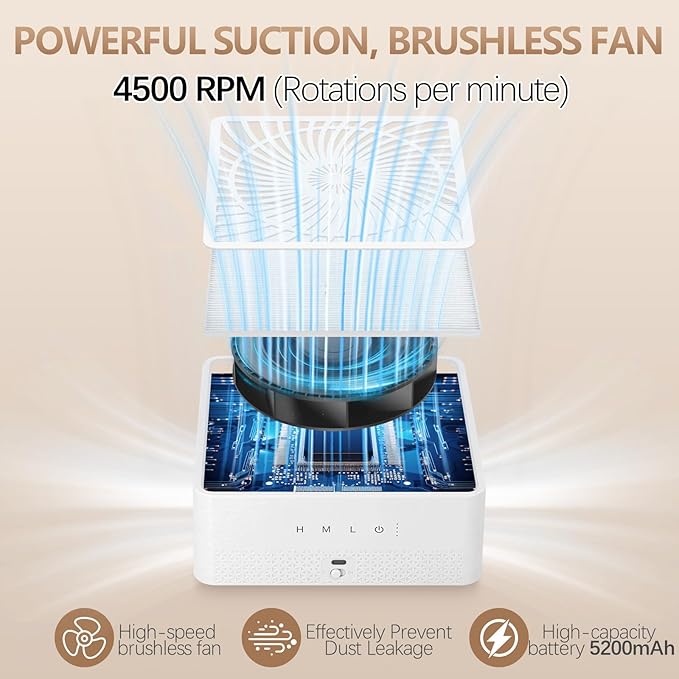 Rechargeable Nail Dust Collector with 2 Reusable Filter, Professional Cordless Nail Vacuum Dust Collector Nail Tech Fan Extractor for Acrylic Dip Powder Removal