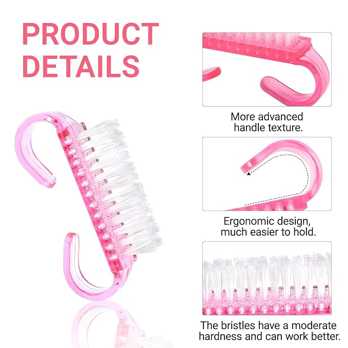 8 Pieces Nail Scrubber Brush Nail Cleaning Brush with Plastic Handle Manicure Tools Suitable for Both Men and Women Can be Used on Hands and Feet (Pink/Purple/Blue/Transparent)