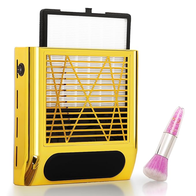 80W Portable Nail Dust Collector with One-Touch Operation - Reusable Filter, Compact Vacuum Fan for Acrylic/Gel Nails, Salon & Home Use