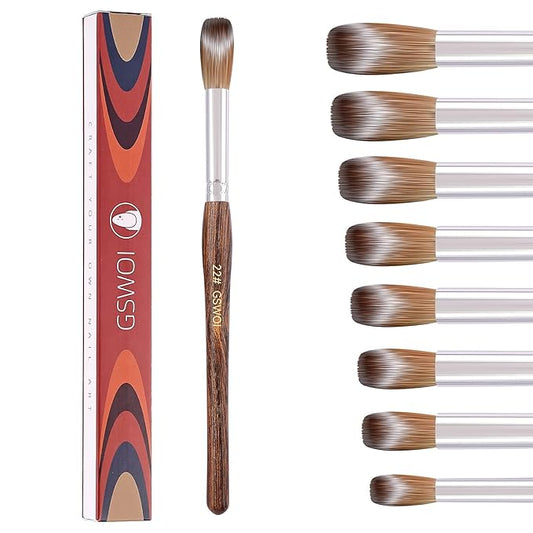 100% Kolinsky Acrylic Brush Size 22 - Wood Handle for Nail Application, Extension - Professional Manicure Salon and DIY at Home Tool (#22)