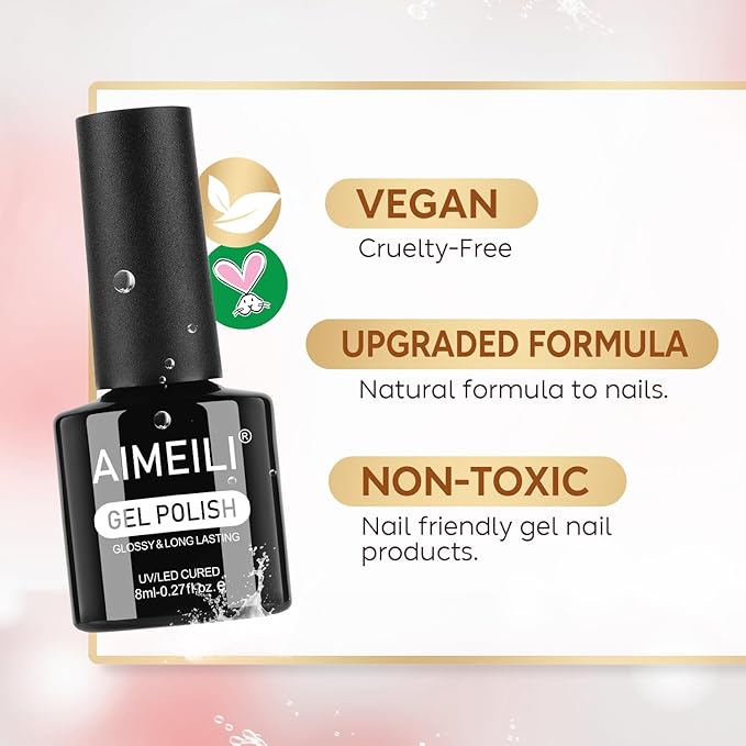 AIMEILI Gel Nail Polish, Hema Free, Cruelty Free, Vegan, Soak Off U V LED Nail Art for Women Girls Manicure Salon DIY Home - 1005 8ml