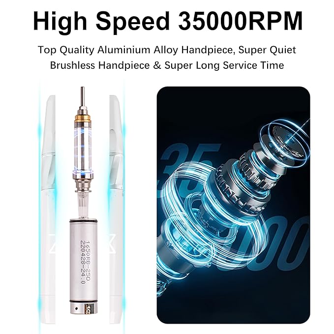 M GEM Brushless Nail Drill 35K RPM | Professional Cordless Efile Machine | Rechargeable Electric Nail File with Bits | Portable Quiet Low Vibration Tool for Acrylic, Gel, Natural Nails (Purple)