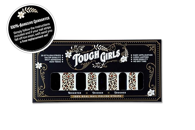 | 20 Exquisite Gel Nail Polish Strips w/Application Accessories - No UV/LED Lamp Required (Black & Leopard)
