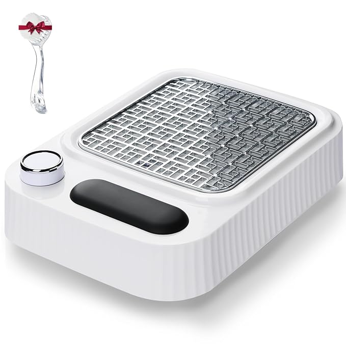 80W Nail Dust Collector with Reusable Filter for Acrylic Gel Nails, Vacuum Fan Dust Collector for Beginner, Adjustable Nail Vacuum Suction Fan for Manicure Pedicure at Salon or Home
