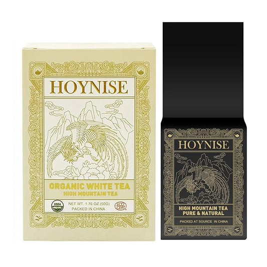 HOYNISE - Organic White Tea Loose Leaf - Moonlight White - Low Caffeine - Zero Artificial Flavorings & Additives - High in Antioxidants, 25 Cups/1.76oz