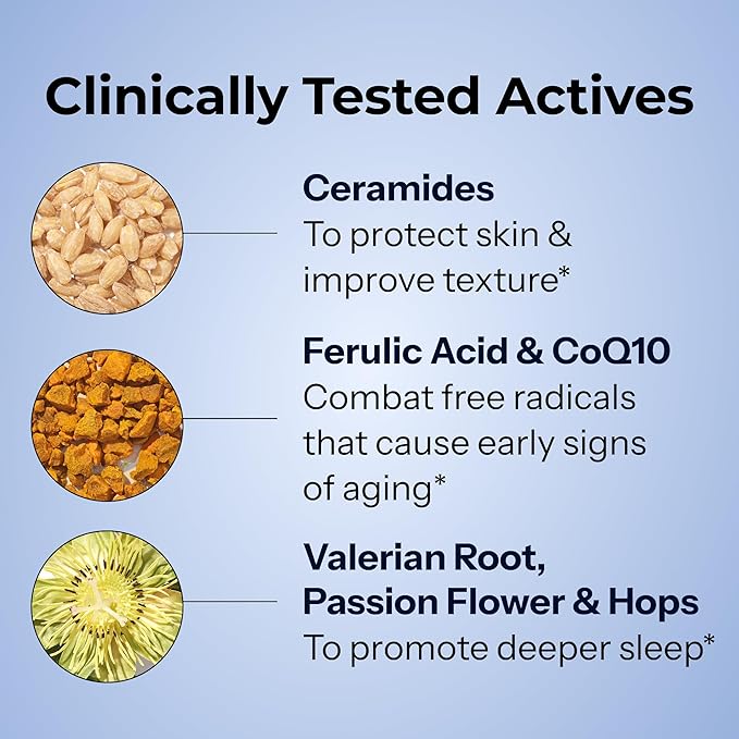 HUM Mighty Night Nighttime Sleep Supplement for Skin Care, CoQ10, Valerian Root & Ferulic Acid to Support Cell Turnover, Skin Vitamins for Women and Men, Overnight Beauty Vitamins, 60 Vegan Softgels