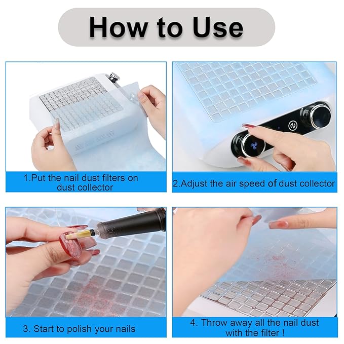 100PCS Nail Dust Collector Filter,No Spilling and Super Strong Disposable Nail Dust Filters for Most of Nail Dust Vacuum Machine, Nail Salon Nail Dust Extractor Accessory