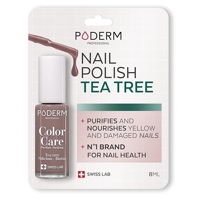 PODERM - Nail Polish – Enriched with Tea Tree – Improves nail appearance – Ingredients Natural/Vegan - foot/hand - Swiss Made (Taupe)