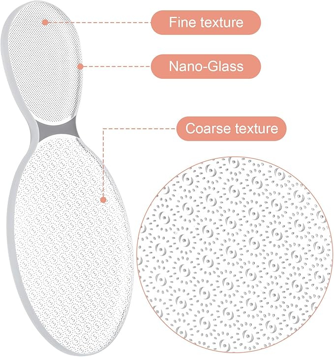 2 Pcs Glass Foot File Glass Nail File Set 8-Shaped Rough Smooth Side Callus Grinding Points Feet Files Foot Care Pedicure Tool Portable Feet Scrubber for Dead Skin Removal Cracking