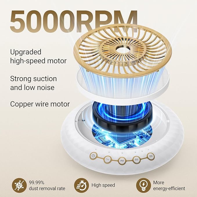 Nail Dust Collector 5000RPM Quiet Vacuum Fan with Dustwith Reusable Filter for Home & Salon Manicure - Beginners & Pros