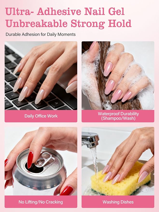 100ml Gel Nail Glue, EBANKU Super Strong UV Nail Glue for Press Ons Acrylic Nails, Lamp Curing Needed, Long-Lasting Solid Soft Gel